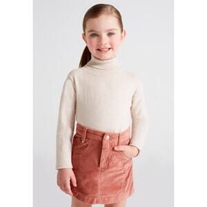 Mayoral Turtleneck Skirt Outfit 3T Ivory Velvet Nude Pink Girl Toddler EUC